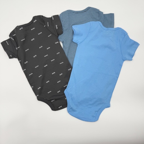 Baby Cantel Set of 3 Bodysuits 12-18 months Blue & Gray Short sleeves - Picture 4 of 6